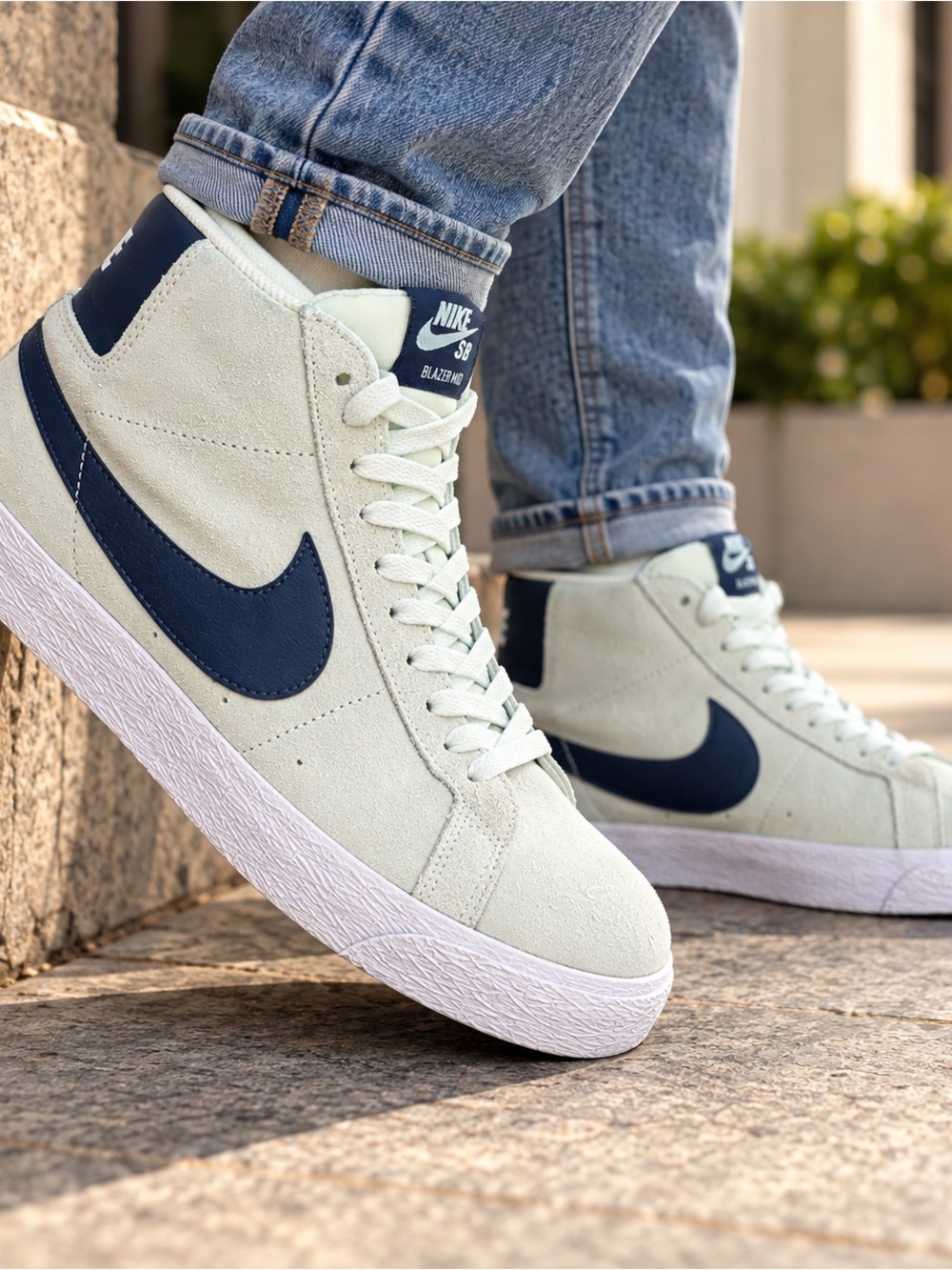 Nike SB Zoom Blazer Mid Barely Green Navy - Men’s Size 7 - Style 864349-303